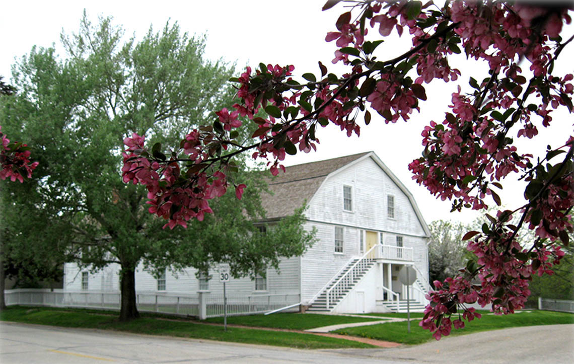 exterior of colony church in spring